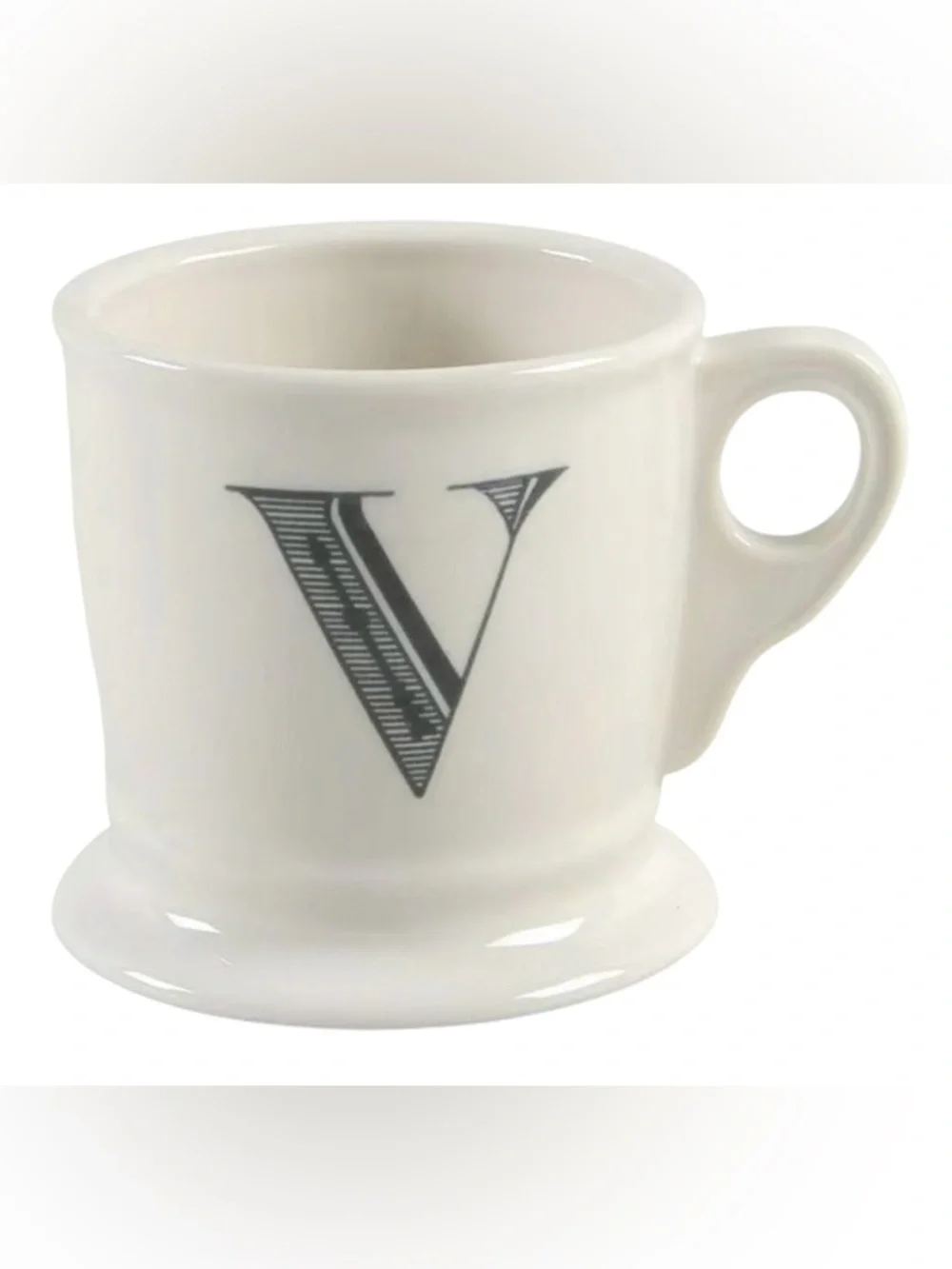 Anthropologie Monogram Coffee Tea Initial Mug Letter V Shaving Style Cup